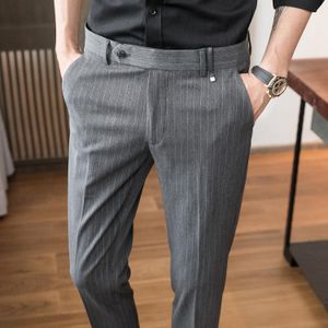 Blazers pantalon homme primavera verão novo vestido listrado calças roupas masculinas 2023 negócios formal wear fino ajuste calças de escritório 2836 venda