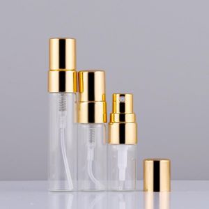 Şişe 50pcs 2ml 3ml 5ml 5ml Taşınabilir Clear Cam Doldurulabilir Parfüm Şişesi Sprey Boş Parfum ile Atomizer ile Kozmetik Flakonlar