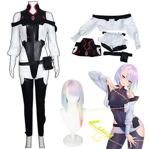 Traje Tema Anime Cyberpunk Edgerunners Lucy Cosplay Macacão Macacão Jaqueta Peruca Terno Completo Trajes de Halloween para Mulheres 230530