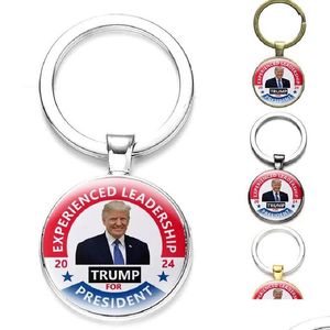 Christmas Decorations Trump 2024 Metal Pendants Save America Again Time Gem Pendant Keychain Gifts Drop Delivery Home Garden Festive Dhr16