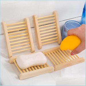 Soap Dishes Natural Wearresistant Wooden Simple Design Modern Drain Rack Holder Fertilizer Nonslip Sundries Racks Soaps Tray Tidy An Dhv5K