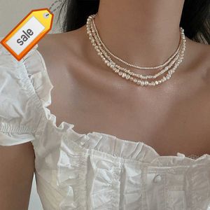 Franska retro sötvatten pärlchoker halsband för kvinnor pärla pärlhalsband bohemsmycken