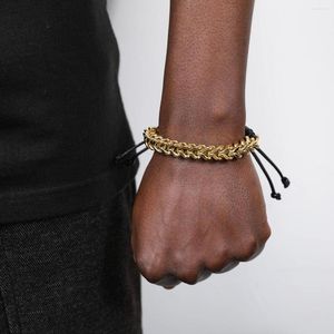 Charm Armbänder US7 Doppelschicht Cuban Link Kette Lange Quaste Geflochtenes Seil Spleißen Armband Für Mann Frauen Hip Hop Schmuck Großhandel