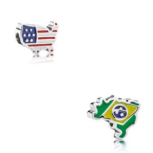 New High-quality 100% S925 Sterling Silver 1: 1 Charm Original Flag Element Limited Edition Pandora Beaded Ornament 791303enmx Free Shipping