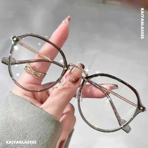 Sunglasses Collectable The same type of ultra-light myopia for women's cold brown anti-blue glasses can be equipped round face with a degree lens frame