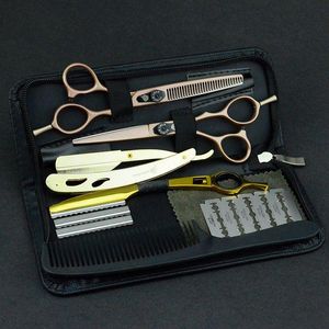 Verktyg 5.5/6.0 Professional Japan Steel Frisör SCISSORS Barber Scissors Kit Frisör Razor Hot Salon Frisör SCISSORS SET