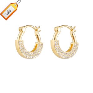 Wholesale designer inspired High Quality Silver 925 Small 18k Gold Plated hoops earrings in Dainty Cubic Zircon