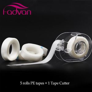 Borstar Fadvan Plastic Eyelash Tape Cutter+5st Pe Tapes Adhesive Holder Under Eyelash Pad Cutter för ögonfransar Förlängningsverktyg