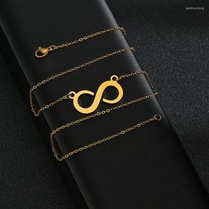Naszyjniki wisiorek ze stali nierdzewnej złoto plakowany o łańcuch Osiem symbolu nieskończoności Naszyjka Kobiety Mężczyzn Modny Akcesoria biżuterii