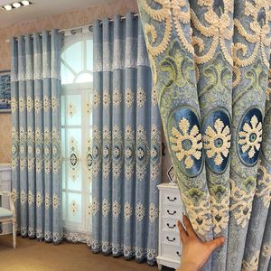 Curtain High-end European Luxury Embroidered Floor-to-ceiling Window Shading Jacquard Included Curtains For Living Dining Room Bedroom