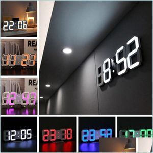 Relógios de parede Design moderno Relógio LED 3D para decoração de sala Digital alarme em casa mesa mesa de mesa noturna exibição de entrega de parto dhgop