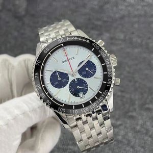 Chronograph Mens Watch Dial Green Quartz Movement Watches for Men Montre de Luxe Designer Male Wristwatch Stainsal Steel Fashion Wristwatches Reloj