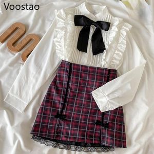 Vestita primaverile autunno coreano dolce lolita in stile set di gonne da donna camicie camicie per camicetta a filo a fili per fili da fili