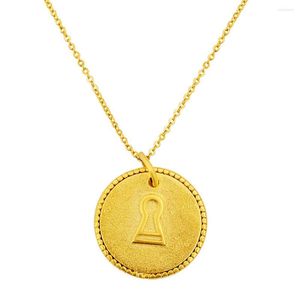 Pendant Necklaces VAMOOSY Lucky 24K Gold Color Coin For Women Link Chain Collar Circle Chokers Wedding Bride Neck Jewelery Gifts