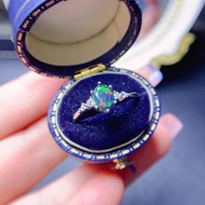 Cluster Rings Classic Silver Opal Ring For Wedding utmärkt Brilliance Natural Gemstone Solid 925 Sterling Gift
