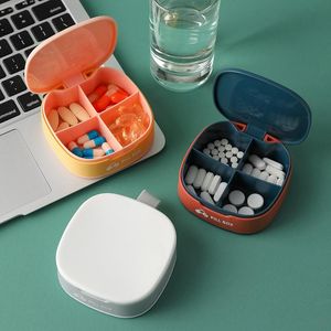 Care 1 PCS Pill Case For Tablets 4 Gird Medicine Pill's Organizer Drug Capsule Plastic Storage Box Divider Weekly Travel Pill Cutter