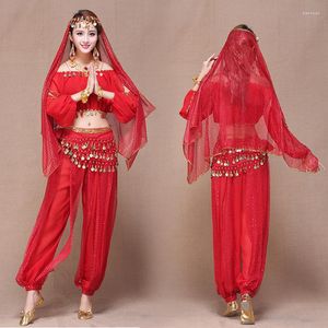 Scene Wear Women Lång ärm som utför kjol Kvinnlig Belly Dance Practice Set 2023 Dancing Performance Egypt Costumes H4554