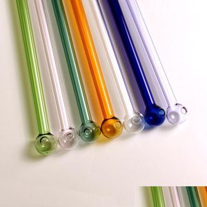 Drinking Straws Reusable Colorf Round Head Glass Sts Ecofriendly Dinking Straight Milk Cocktail Fruit Juice St 12.7Cm/20Cm Drop Deli Dhx8Y