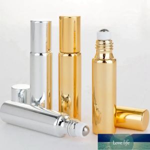 5ml 10ml Classic Metal Roller Perfume Bottle Gold Silver Black Color Essential Oils Eye Cream Roll-on Glass Bottle