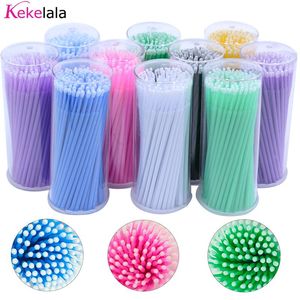 Szczotki kekelala 100pcs/butelka rzęs przedłużenie czyszczenia wymazanie rzęs klej do usuwania kleju aplikatory Mikroblade Makeup Mikro szczotki narzędzie