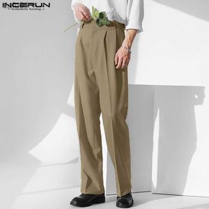 Men's Pants Casual Simple Style New Men's Trousers INCERUN Loose High Waist Straight Pantalons Solid Hot Sale Male Wide Leg Pants S-5XL 2023 L230520