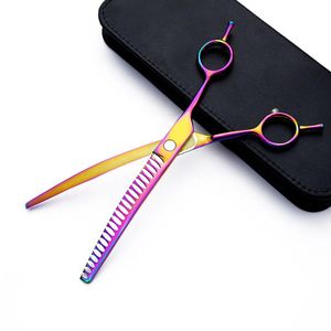 Tools 8.0 inch thinning downward Curved blade scissors nail pet scissors professional Japan 440c curved dog grooming shears