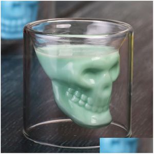 Copos de vinho Creative Bar Party Drinkware Skl Transparent Cup Glass S Beer Whisky Skeleton Water Dh1158 Drop Delivery Home Dhkus