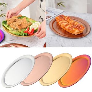 Plates Stainless Steel Round Dining Plate Steak Dishes Fruit Cake Tray Home Decoration Kitchen Supply