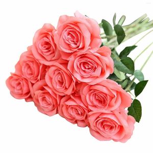 Dekorativa blommor 10 st högklassigt rose singel Silk Tyg Simulation Flower Home Wedding Decoration Project Soft Petals For