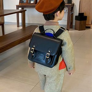 Backpacks PU Leather Children School Bag Multi Function Kindergarten Bags Girls Boys Black Backpack Korean for Kid Accessories 230531