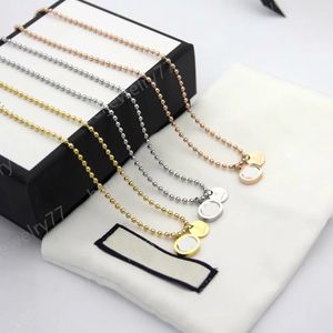 2023 Luxury Designer Double Letter Necklace Brand Jewlery for Women Stainless Steel Necklace 18K Gold Plated Chain Three Color