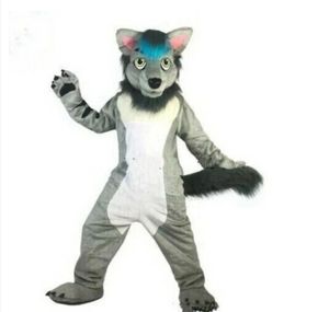 Cinzy Long Fur Husky Fox Dog Fursuit Furry Mascot Costume vestido de roupa Play Party Festa de Natal PartypartyCostumescarnival Tamanho adulto