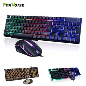 Combos spelmus och tangentbordsuppsättning för dator skrivbord PC Gamer Kit RGB LED -bakgrundsbelyst lysande ergonomisk vattentät USB -trådbundet tangentbord