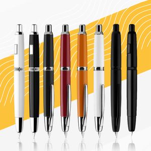 Fountain Pens Majohn A1 Press Fountain Pen Retractable Fine Nib 0.4mm Metal Ink Pen with Converter for Writing gifts pens Matte black 230530