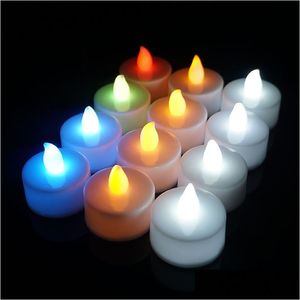 Ljus LED Candle Tea Light Flameless Tealight Colorf Flame Flashing Lamp Bröllop Födelsedagsfest Juldekoration DBC Drop Deli Dhug2