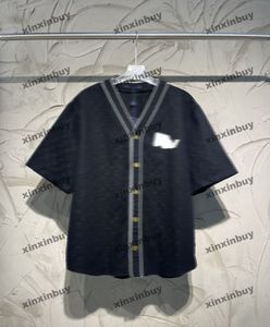 Xinxinbuy Men Designer Tee Tシャツ23SSレターJACQUARDファブリック野球短袖コットン女性ホワイトブラックXS-2XL