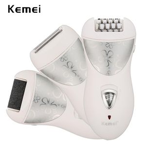 エピレーターKemei Epilator Rechargeable 3 in 1 Lady Hair Remover Shaver Electric Callus Remover Depilador removal for womenfoot Care Tool