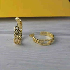 designer jewelry bracelet necklace ring earrings with diamond braided advanced temperament geometric Chain Earrings high quality