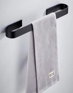 Towel Holder Bathroom Towels Rack Hanger Black Silver Stainless Steel Wall Hanging Bar Organizer Kitchen Storage Shelf Racks9939377