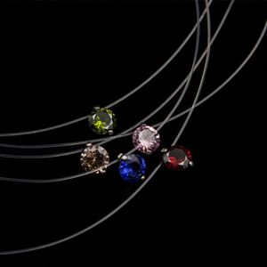 Подвесные ожерельякакака Женская прозрачная рыбацкая линия ожерелье Женское хлайт Кокер невидимая цепная женская украшения