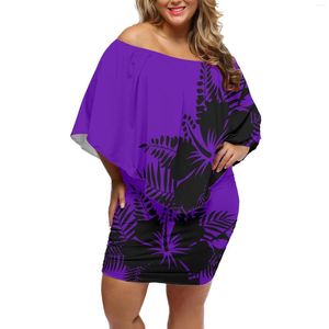 Casual Dresses Hawaiian Polynesian Tribal Print Peplum Neck Skirt Fashionable Round Short Sleeve Summer Women's Home Club Clothing