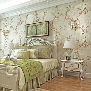 Wallpapers American Rural Non-woven Wallpaper Small Broken Flowers European Nostalgic Style Bedroom Living Room AB