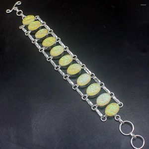 Link Bracelets Hermosa Jewelry Precious Natural Yellow Dichroic Glass Silver Color Charms Chain Links For Women 20cm 20234864