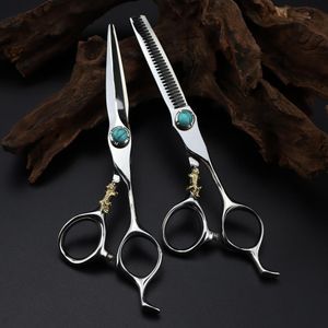 Tools Professional jp 440c steel 6 '' Tiger scissor hair cutting scissors haircut thinning barber tools shears hairdresser scissors