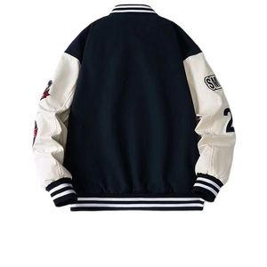 Lettera maschile giacca in pelle college hop haruku bone varsity bomber bomber streetwear hip patchwork da baseball giacche da donna cappotto uomo macai