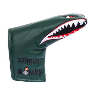 Diğer golf ürünleri büyük köpekbalığı tasarımı yeşil pu deri kulüp sürücüsü fairway ahşap hibrit manyetik kapanma bıçağı putter kapakları 230530