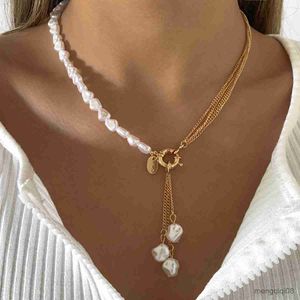 Hänghalsband Simulerade pärlor Långt tofshalsband för kvinnor med pärlskedjan Trend Lariat bröllop smycken