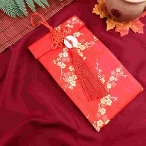 Presentförpackning 3st kinesisk stil röda kuvert brokadpåse pengar tygfickor för år bröllop