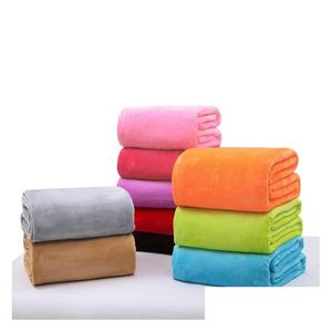 Blankets Super Soft Warm Flannel Fleece Solid Bedspread Plush Winter Summer Throw Blanket For Bed Sofa Car Dh0426 Drop Delivery Home Dhgs9