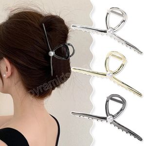 Элегантный лук Жемчужный волосы Claw Clips модные хвостики Clip Metal Hair Hary Crasual Claw Clain Accessories Женщины девушки